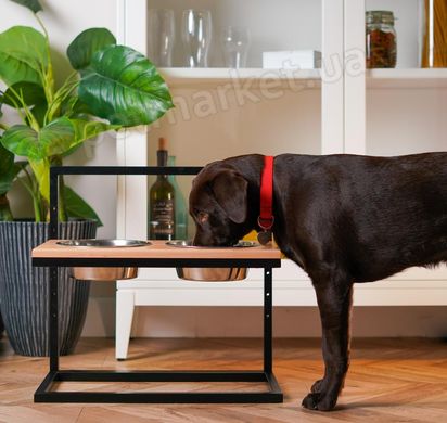 Harley and Cho LIFT White Wood + Black - регульовані миски на підставці для середніх і великих собак, L Petmarket