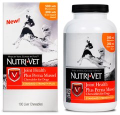 Nutri-Vet Joint Health Plus Perna Mussel - хондропротектор для здоров'я суглобів та зв'язок собак, 100 табл. % Petmarket