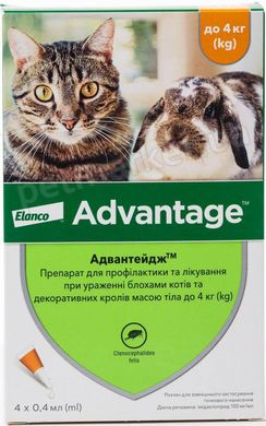 Bayer ADVANTAGE 40 - засіб від бліх у кішок і кроликів вагою до 4 кг - 1 піпетка % Petmarket