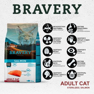 Bravery Salmon Sterilized сухий корм для стерилізованих котів (лосось), 7 кг Petmarket