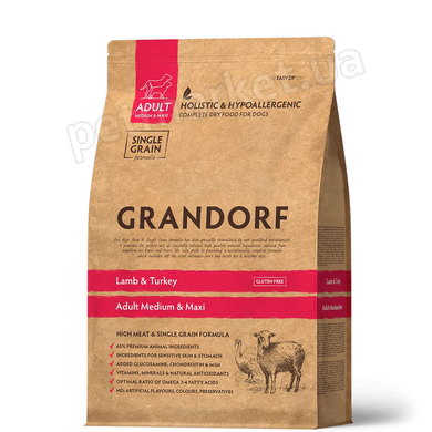 Grandorf Medium & Maxi Lamb & Turkey - корм для дорослих собак всіх порід (ягня/індичка) - 10 кг % Petmarket