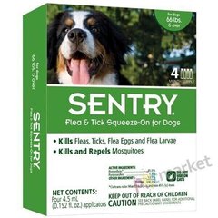 Sentry КАПЛИ от блох, клещей и комаров для собак весом более 30 кг - 1 пипетка Petmarket