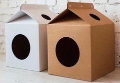 Petjoy MILKBOX - картонный домик для кошек (домик+подушка) Petmarket