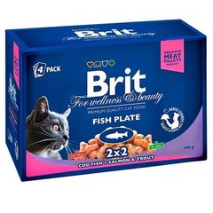 Brit Premium Cat FISH PLATE - Рыбная тарелка - набор влажных кормов для кошек (4 шт. х 100 г) Petmarket