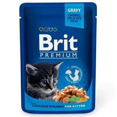 Brit Premium Cat CHICKEN & CHUNKS for Kitten - влажный корм для котят (курица/ветчина) - 100 г х 24 шт Petmarket