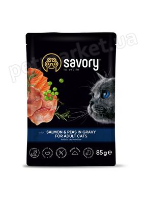 Savory - SALMON and PEAS - вологий корм для дорослих котів - 85г Petmarket