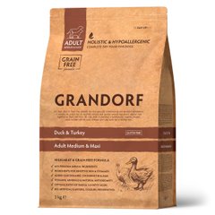 Grandorf Adult MEDIUM & MAXI Duck & Turkey- беззерновий корм для дорослих собак всіх порід (качка/індичка) - 10 кг % Petmarket