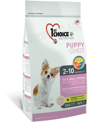 1st Choice PUPPY Toy & Small Healthy Skin & Coat - корм для шкіри і шерсті цуценят міні і дрібних порід (ягня/риба) - 2,72 кг Petmarket