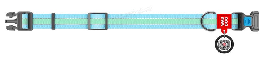 Collar WAUDOG Nylon Glow - світлонакопичувальний нейлоновий нашийник для собак - 24-40 см, блакитний Petmarket