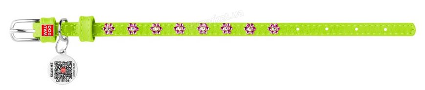 Collar WauDog GLAMOUR Стрази - шкіряний нашийник для собак - 19-25 см, Червоний Petmarket