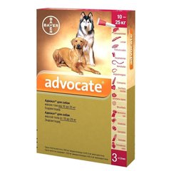 Bayer ADVOCATE - комплексное средство от паразитов для собак 10-25 кг - 1 пипетка % Petmarket