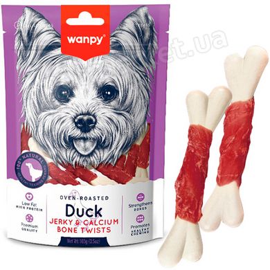 Wanpy Duck Jerky & Calcium Bone Twists - Кістка з в'яленою качкою та кальцієм - ласощі для собак, 850 г Petmarket