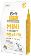 Brit Care Grain Free MINI Hair & Skin - беззерновий корм для довгошерстих собак міні порід (лосось/оселедець) - 7 кг Petmarket