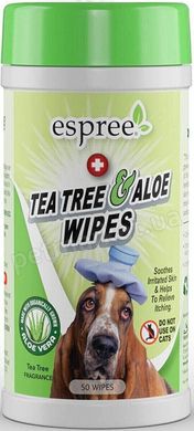 Espree TEA TREE ALOE Wipes - серветки з маслом чайного дерева для собак - 50 шт. % Petmarket