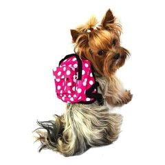 Lovabledog PET BACKPACK - Рюкзак - шлея з повідцем для маленьких собак (горошок) - S, Рожевий Petmarket
