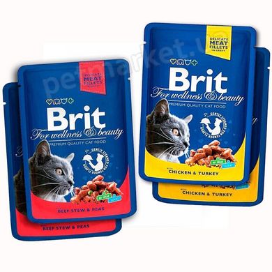 Brit Premium Cat MEAT PLATE - Мясная тарелка - набор влажных кормов для кошек (4 шт. х 100 г) Petmarket
