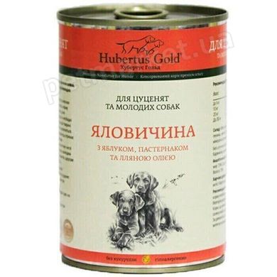 Hubertus Gold ЯЛОВИЧИНА з яблуком і пастернаком - консерви для цуценят і молодих собак - 400 г % Petmarket