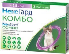 Нексгард Комбо - краплі від бліх, кліщів та гельмінтів для котів та кошенят вагою до 2,5 кг - 1 піпетка % Petmarket