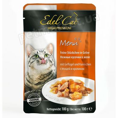 Edel Cat ПТИЦА/КРОЛИК - консервы для кошек (кусочки в желе) 100 г Petmarket
