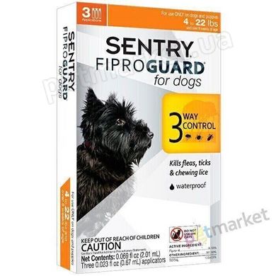 Sentry FIPROGUARD S - Фіпрогард - краплі від бліх, кліщів і вошей для собак до 10 кг - 1 піпетка % Petmarket