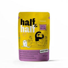 Half&Half Влажный корм для взрослых с уткой, кусочки в соусе, 100 г Petmarket