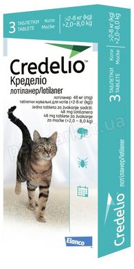 Elanco Credelio - Еланко Кределіо - жувальна таблетка від бліх та кліщів для котів 2-8 кг 1 табл Petmarket