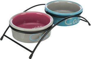 Trixie Bowl Set яскраві керамічні миски на підставці для котів - 300 мл х 2 шт. Petmarket