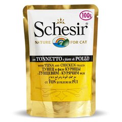 Schesir TUNA & CHICKEN Fillets - Тунец с филе цыпленка - консервы для кошек, 100 г Petmarket