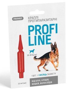 Provet Profiline - капли от блох и клещей для собак весом 20-40 кг - 1 пипетка Petmarket