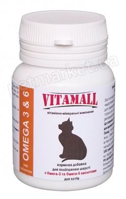 VitamAll OMEGA 3 & 6 добавка для улучшения шерсти у котов - 100 таб. Petmarket