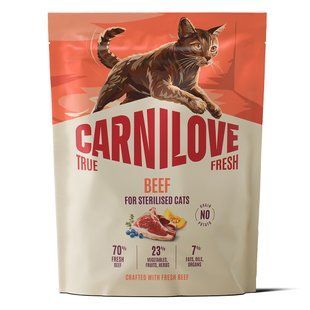 Carnilove True Fresh Beef Sterilised &mdash; беззерновой корм для стерилизованных/кастрированных кошек (говядина) Petmarket