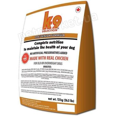 K-9 Selection FORMULA Lite/Senior - корм для пожилых собак и для собак с избыточным весом - 12 кг Petmarket