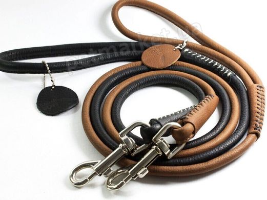Collar WauDog SOFT - кожаный круглый поводок для собак - 183 см/4 мм, Черный Petmarket
