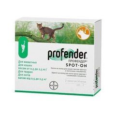Bayer PROFENDER - Профендер - антигельмінтний засіб для котів 0,5-2,5 кг - 1 піпетка % Petmarket