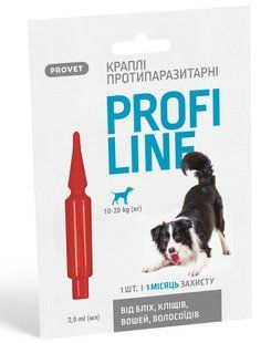 Provet Profiline - капли от блох и клещей для собак весом 10-20 кг - 1 пипетка Petmarket