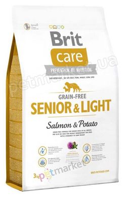 Brit Care Grain-free SENIOR & LIGHT - беззерновий корм для старіючих і схильних до ожиріння собак (лосось/картопля) Petmarket
