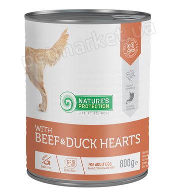 Nature's Protection with Beef & Duck Hearts влажный корм с говядиной и сердцем утки для собак - 800 г Petmarket