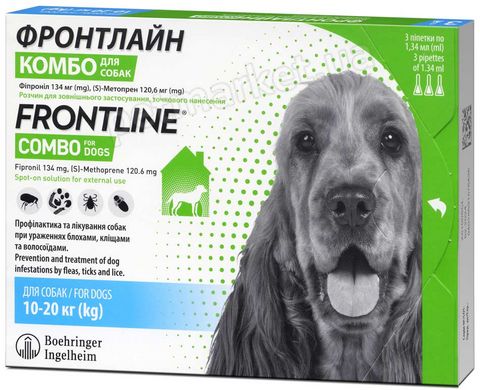 Merial Frontline Combo капли от блох и клещей для собак весом 10-20 кг - 1 пипетка % Petmarket