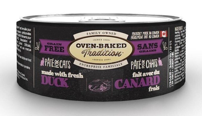Oven-Baked Tradition DUCK Grain Free - влажный беззерновой корм для кошек (утка) - 156 г х6 шт Petmarket