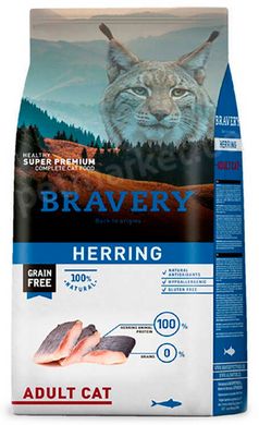 Bravery Herring сухий беззерновий корм для котів (оселедець), 7 кг Petmarket
