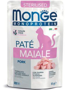 Monge Monoprotein Cat Sterilised Pate Pork - монопротеїнові консерви для стерилізованих котів зі свининою - 85 г Petmarket