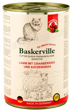 Baskerville Sensitive Ягня/Журавлина/Котяча м'ята - консерви для чутливих котів - 400 г % Petmarket