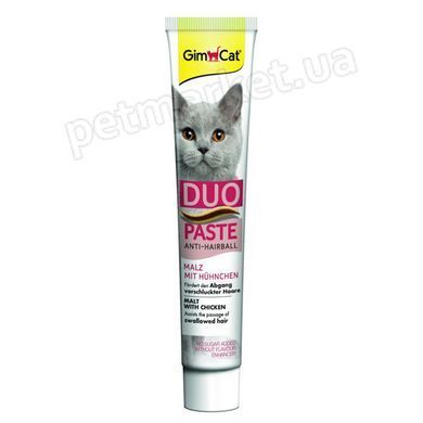 GimCat Anti-Hairball Duo-Paste + Курка - паста для виведення шерсті у кішок - 50 г Petmarket