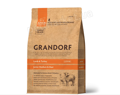 Grandorf JUNIOR Medium & Maxi - Lamb & Turkey - корм для цуценят всіх порід (ягня/індичка) Petmarket