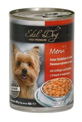 Edel Dog ПТИЦА/МОРКОВЬ - консервы для собак (кусочки в соусе) - 400 г х12шт Petmarket
