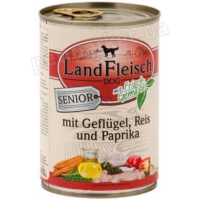 LandFleisch GEFLUGEL, REIS & PAPRIKA - консерви для літніх собак (птиця/рис/паприка), 400 г % Petmarket