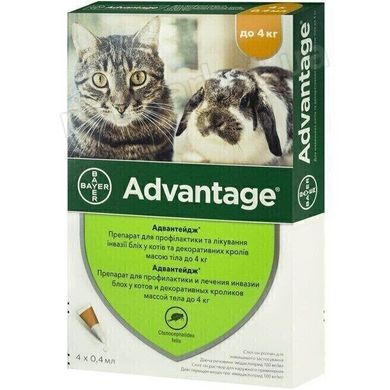Bayer ADVANTAGE 40 - засіб від бліх у кішок і кроликів вагою до 4 кг - 1 піпетка % Petmarket