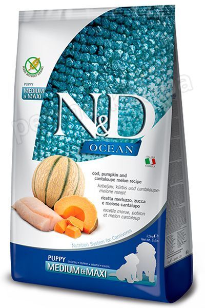 Farmina N&D Ocean Grain Free Puppy Medium & Maxi Cod, Pumpkin