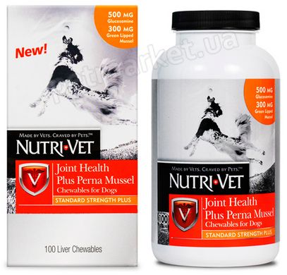 Nutri-Vet Joint Health Plus Perna Mussel - хондропротектор для здоровья суставов и связок собак, 100 табл. Petmarket
