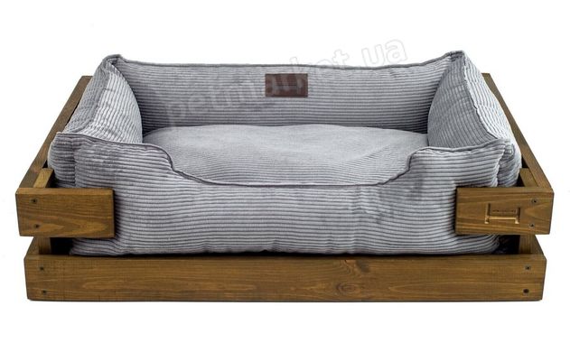 Harley and Cho DREAMER Wood Nature + Brown Velvet - дерев'яне ліжко з вельветовою лежанкою для собак - XXL 120х80 см % Petmarket